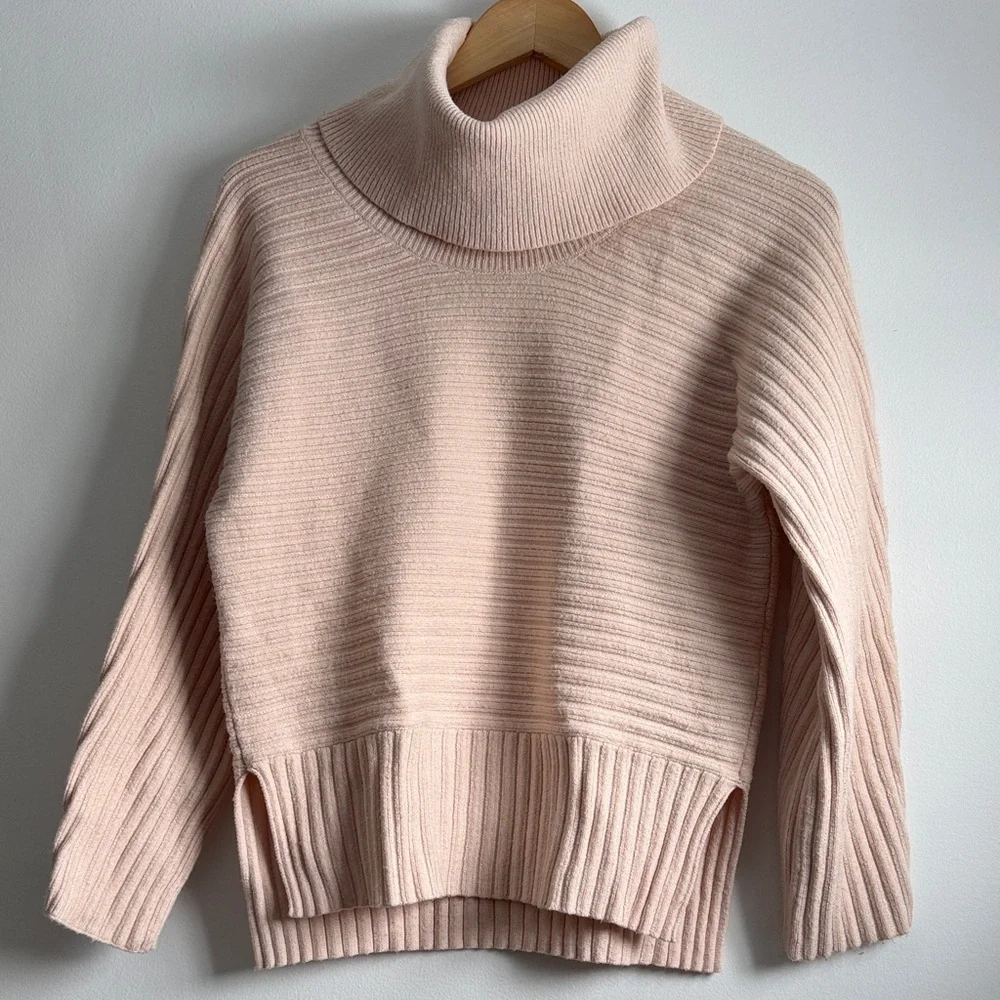 Anthropologie Moth Soft Blush Fireside Ribbed Turtleneck Sweater - Picture 1 of 7